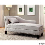 Chaise Longue Imbottita in Tessuto con Borchie, Stile Transizionale