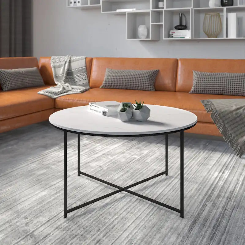 Tavolino da salotto rustico in legno con ripiano inferiore, stile industriale