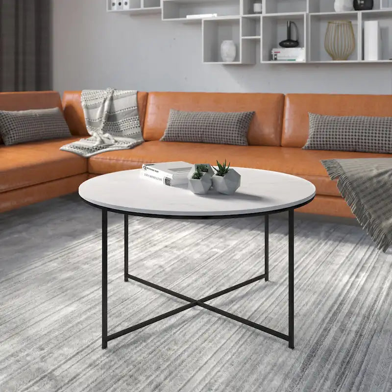 Tavolino da salotto rustico in legno con ripiano inferiore, stile industriale