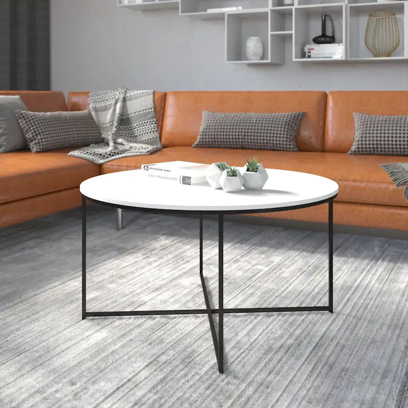 Tavolino da salotto rustico in legno con ripiano inferiore, stile industriale