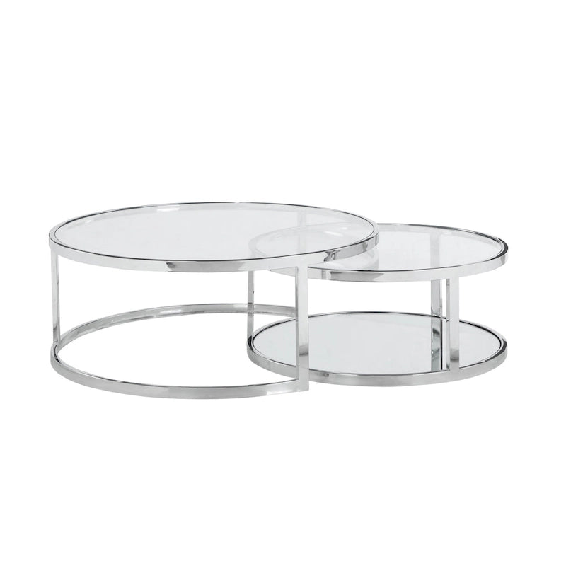 Set di 2 tavolini da caffè/cocktail rotondi a incastro, mobili moderni per soggiorno