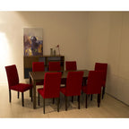 Set di 8 sedie da pranzo Parsons con schienale alto 39" imbottite in lino cremisi