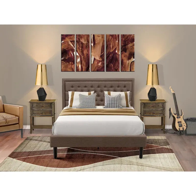 Set letto matrimoniale con testiera e doghe, struttura in legno, mobili moderni per la camera da letto
