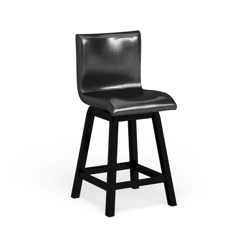 Set di 2 sedie nere girevoli da bancone, stile contemporaneo, seduta imbottita
