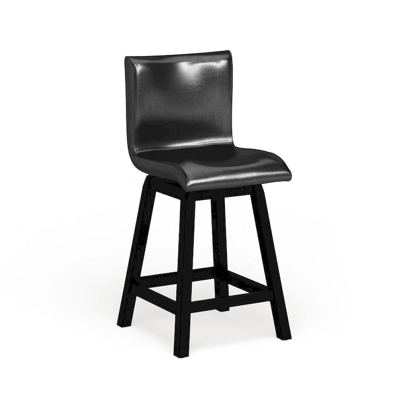 Set di 2 sedie nere girevoli da bancone, stile contemporaneo, seduta imbottita