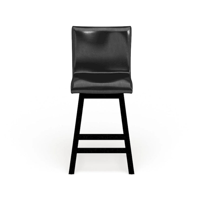 Set di 2 sedie nere girevoli da bancone, stile contemporaneo, seduta imbottita