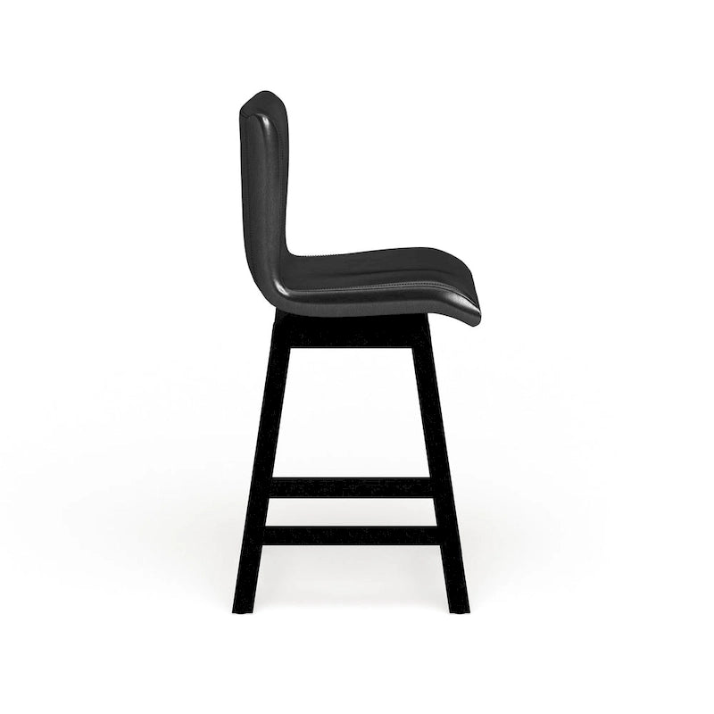 Set di 2 sedie nere girevoli da bancone, stile contemporaneo, seduta imbottita