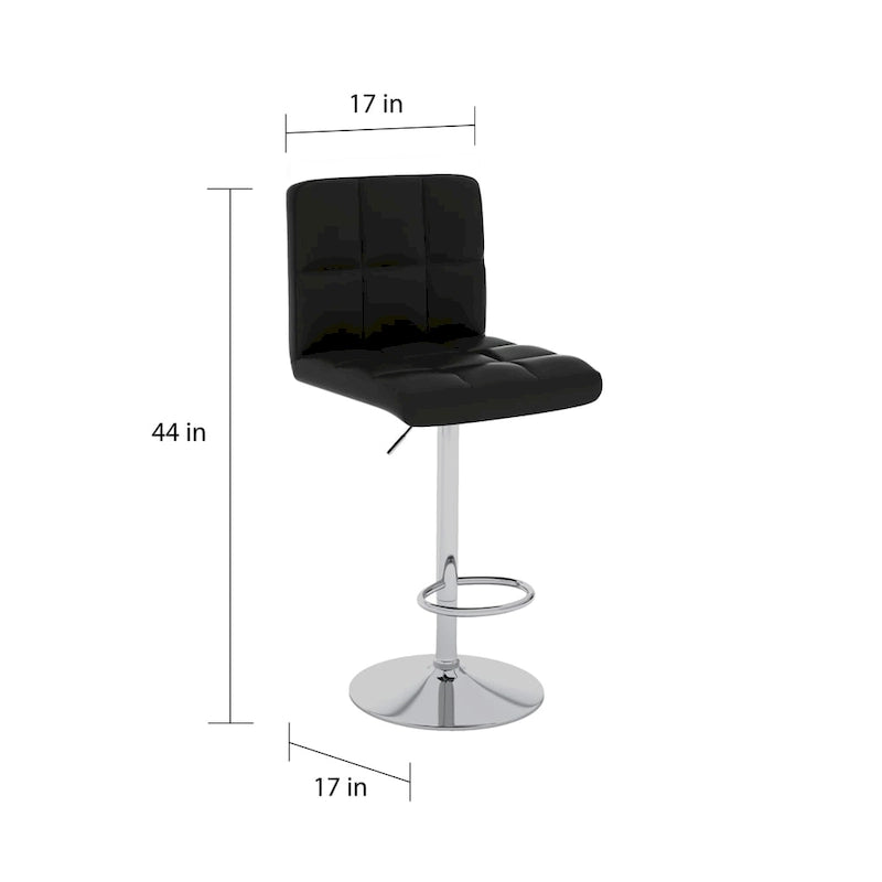 Sgabelli da Bar Regolabili Imbottiti Set da 2, Base Cromata, Sgabelli da Cucina Altezza Bancone