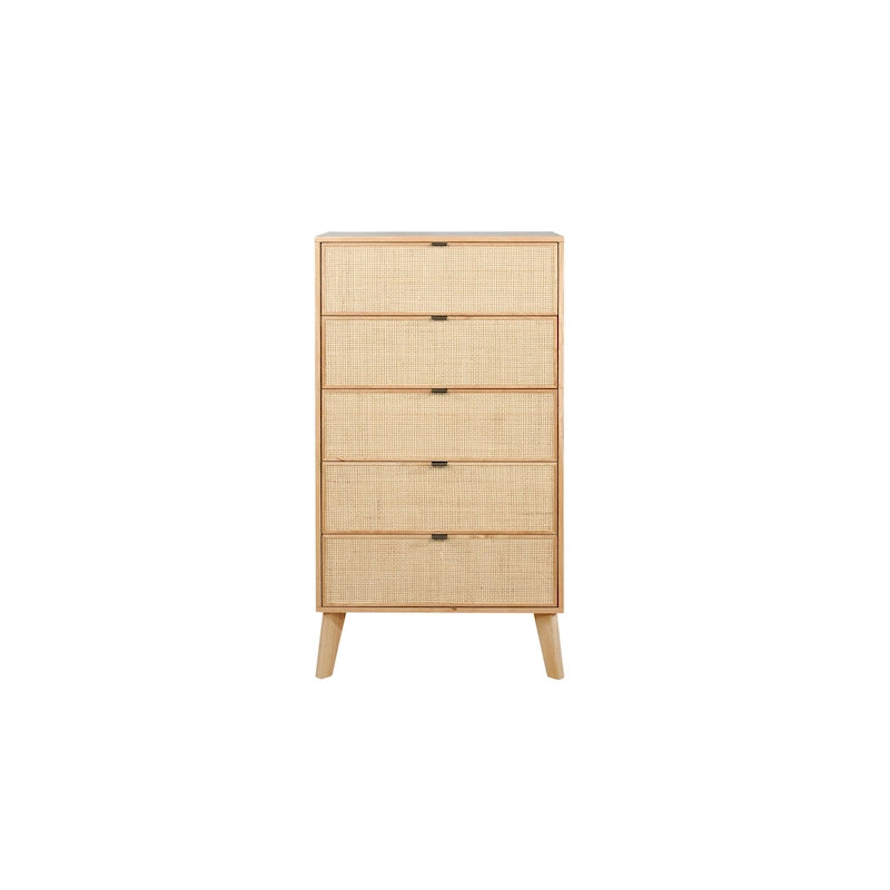Cassettiera Adelphi in rattan a 5 cassetti