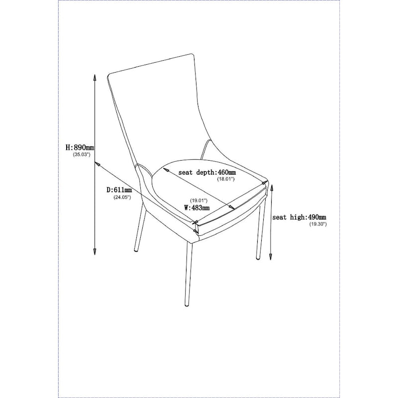 Set di 2 sedie da pranzo imbottite di design, stile moderno