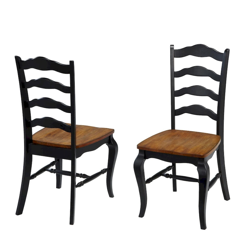 Sedie da pranzo da fattoria in 2 pezzi, sedile imbottito, gambe in legno massello, stile rustico