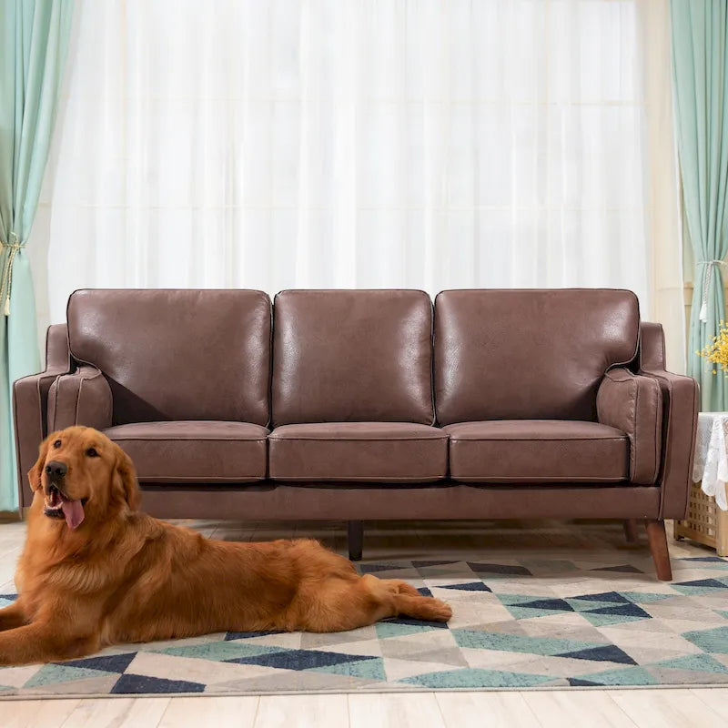 Divanetto in similpelle stile Mid-Century con cuscino imbottito capitonné da 15 cm, 2 posti