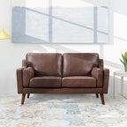 Divanetto in similpelle stile Mid-Century con cuscino imbottito capitonné da 15 cm, 2 posti