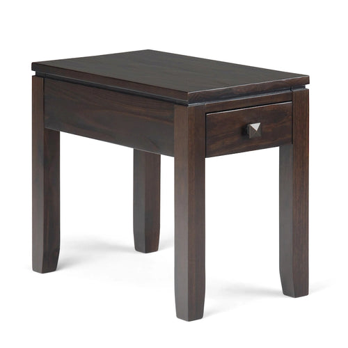 Tavolino stretto in legno massello da 14 pollici, stile contemporaneo rettangolare, tavolino sottile