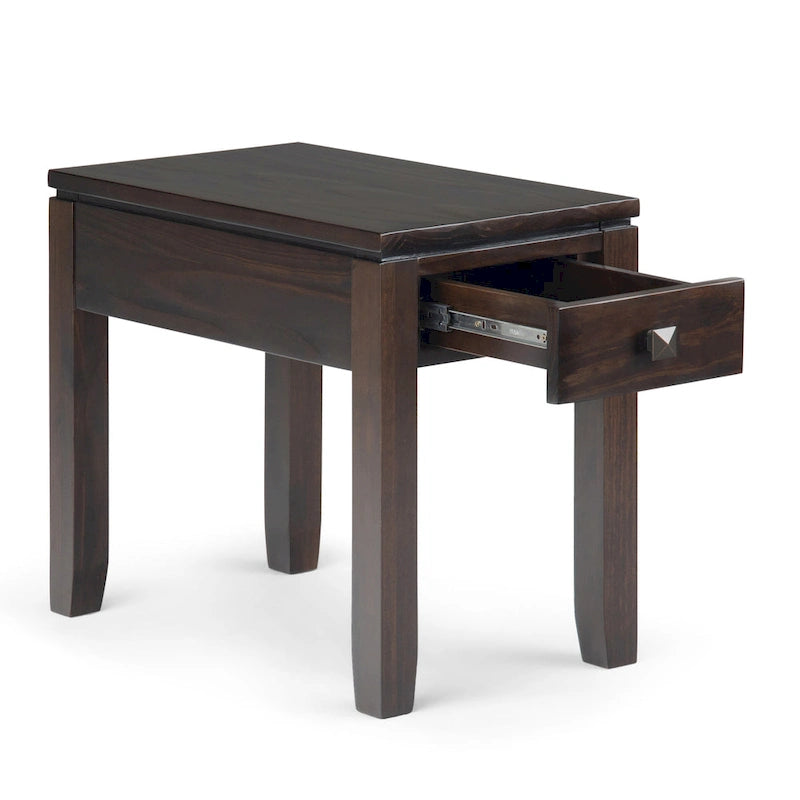 Tavolino stretto in legno massello da 14 pollici, stile contemporaneo rettangolare, tavolino sottile