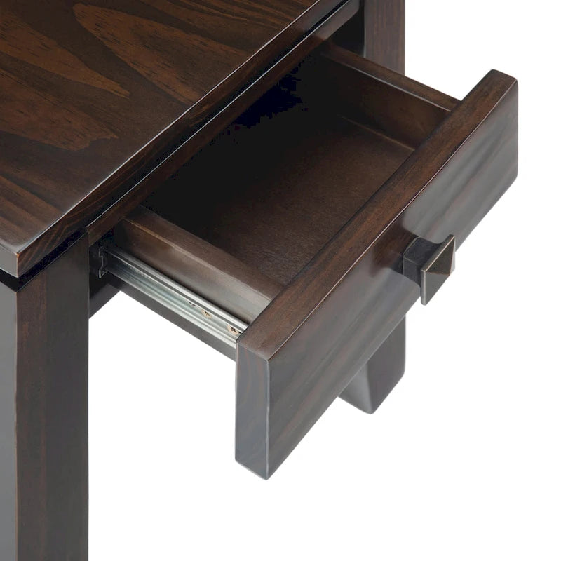 Tavolino stretto in legno massello da 14 pollici, stile contemporaneo rettangolare, tavolino sottile