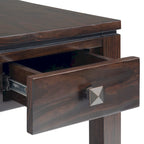 Tavolino stretto in legno massello da 14 pollici, stile contemporaneo rettangolare, tavolino sottile