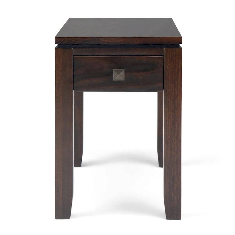 Tavolino stretto in legno massello da 14 pollici, stile contemporaneo rettangolare, tavolino sottile