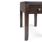 Tavolino stretto in legno massello da 14 pollici, stile contemporaneo rettangolare, tavolino sottile