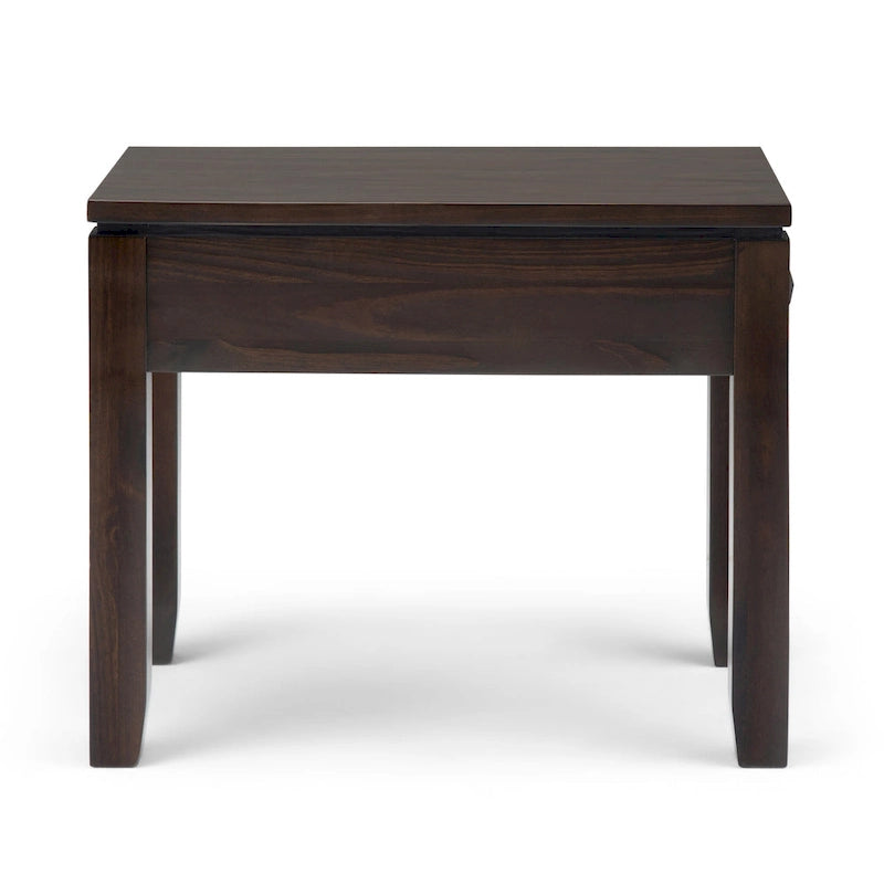 Tavolino stretto in legno massello da 14 pollici, stile contemporaneo rettangolare, tavolino sottile