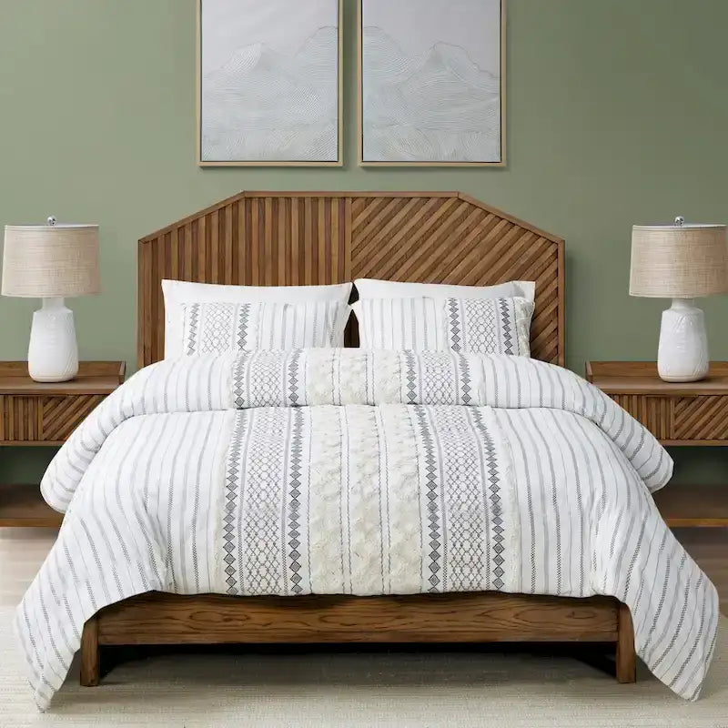 Letto a piattaforma Queen Size in legno, finitura marrone, mobili camera da letto di ispirazione Mid-Century Modern