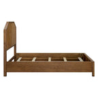 Letto a piattaforma Queen Size in legno, finitura marrone, mobili camera da letto di ispirazione Mid-Century Modern