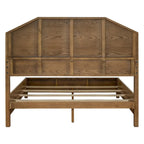 Letto a piattaforma Queen Size in legno, finitura marrone, mobili camera da letto di ispirazione Mid-Century Modern