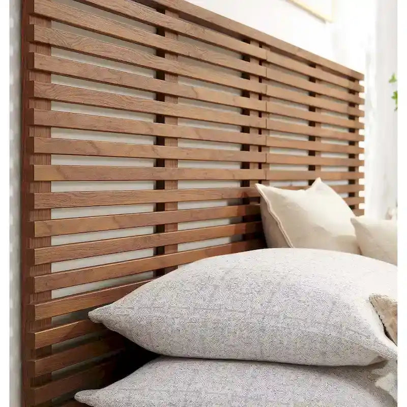 Testiera Galleggiante King Size in Legno di Noce Mid-Century Modern, a Parete
