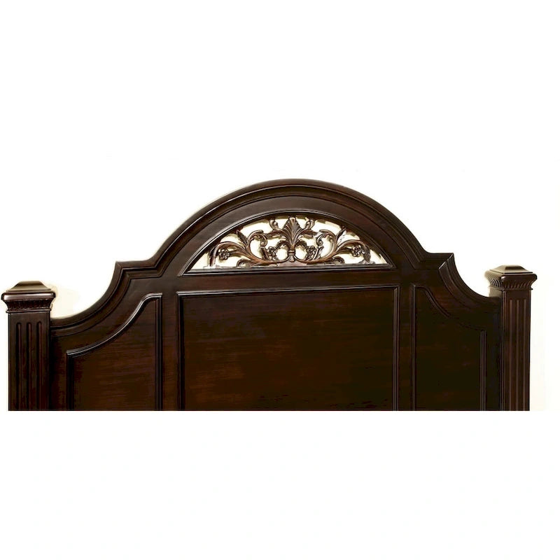 Letto a baldacchino queen size, finitura tradizionale in legno di noce, struttura del letto in legno massello