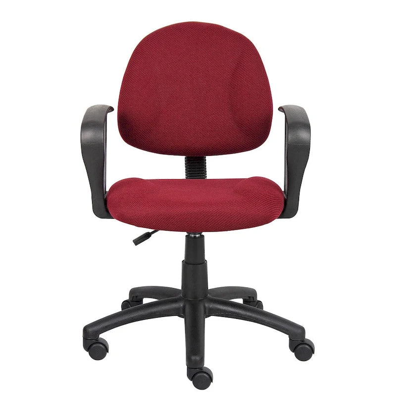 Sedia ergonomica da ufficio bordeaux a schienale medio, regolabile in altezza
