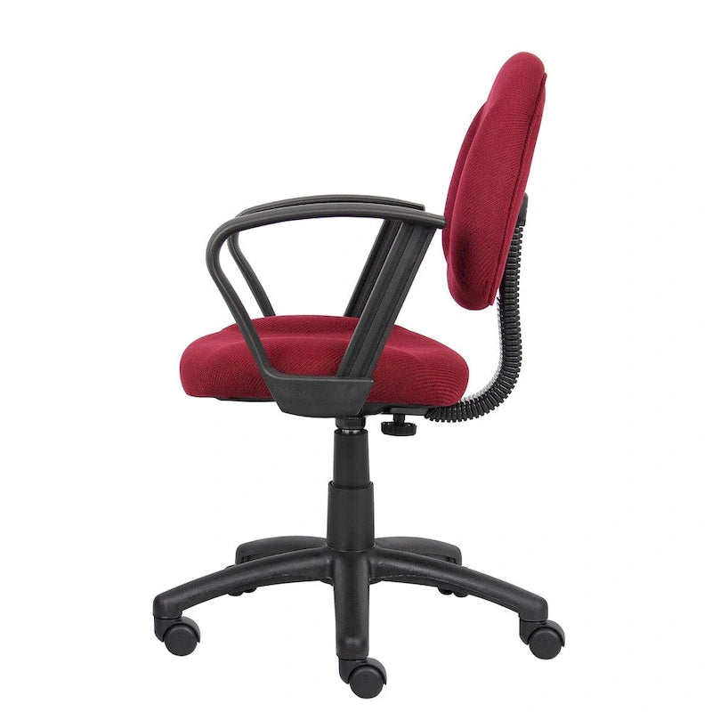 Sedia ergonomica da ufficio bordeaux a schienale medio, regolabile in altezza