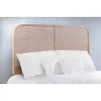 Testiera per letto in canna e legno di teak, testiera per letto intrecciata in rattan bohémien