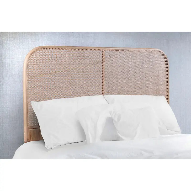 Testiera per letto in canna e legno di teak, testiera per letto intrecciata in rattan bohémien