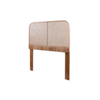 Testiera per letto in canna e legno di teak, testiera per letto intrecciata in rattan bohémien