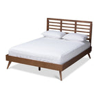 Letto a piattaforma in legno Mid-Century Modern, profilo basso, telaio per camera da letto Queen/King