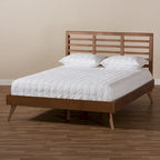 Letto a piattaforma in legno Mid-Century Modern, profilo basso, telaio per camera da letto Queen/King