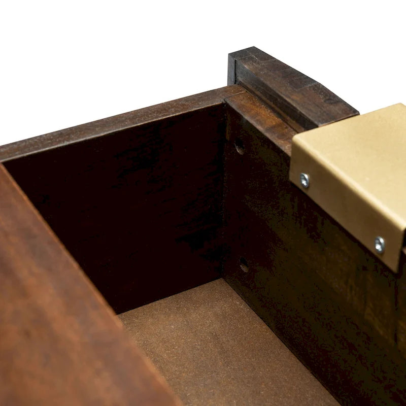 Comò a 3 cassetti, stile glamour con maniglie dorate, mobile contenitore per camera da letto