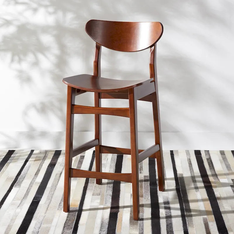 Sgabello da bar imbottito altezza bancone con gambe in legno, altezza seduta 66 cm