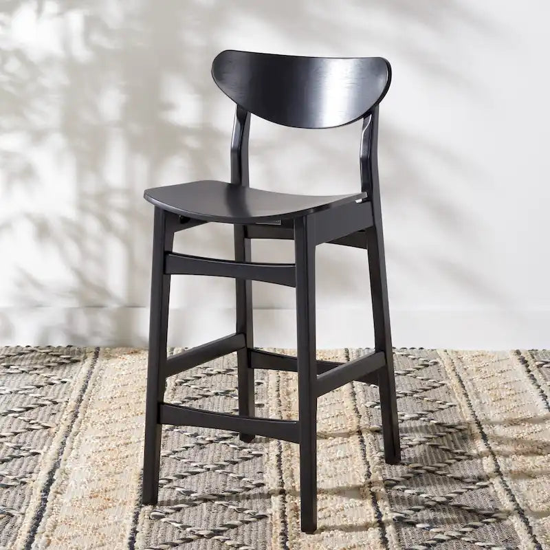 Sgabello da bar imbottito altezza bancone con gambe in legno, altezza seduta 66 cm