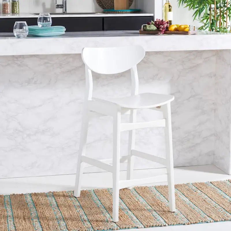 Sgabello da bar imbottito altezza bancone con gambe in legno, altezza seduta 66 cm