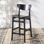 Sgabello da bar imbottito altezza bancone con gambe in legno, altezza seduta 66 cm