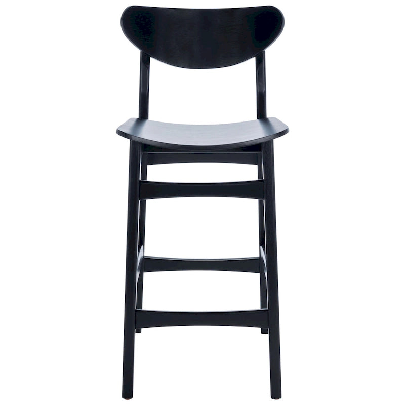 Sgabello da bar imbottito altezza bancone con gambe in legno, altezza seduta 66 cm