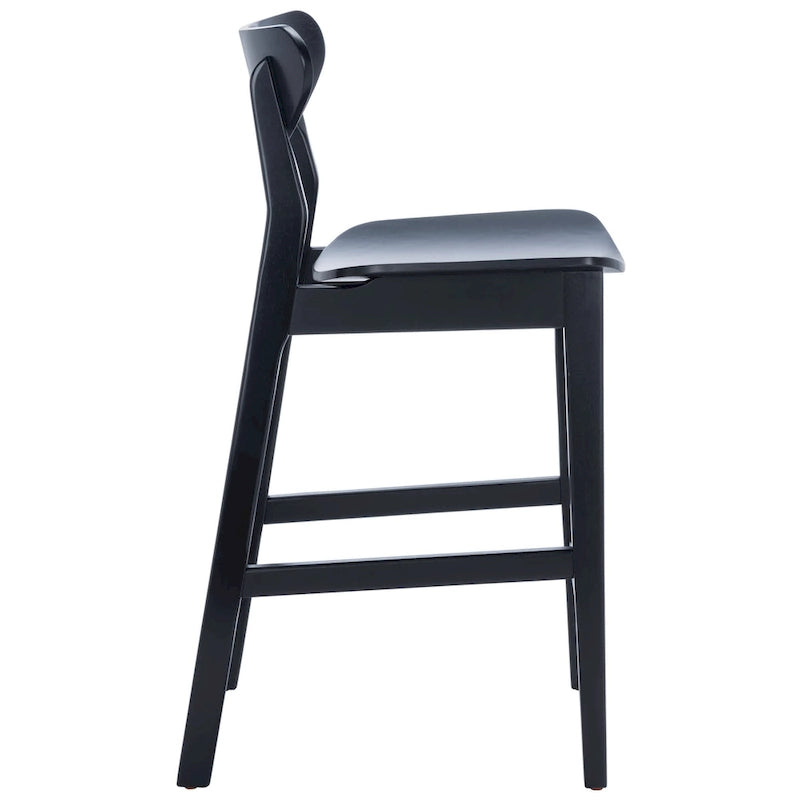 Sgabello da bar imbottito altezza bancone con gambe in legno, altezza seduta 66 cm