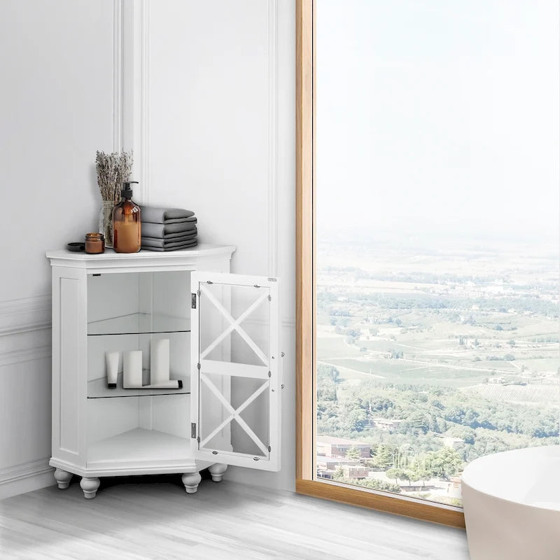 Mobile angolare in legno con ripiani, stile rustico Blue Ridge