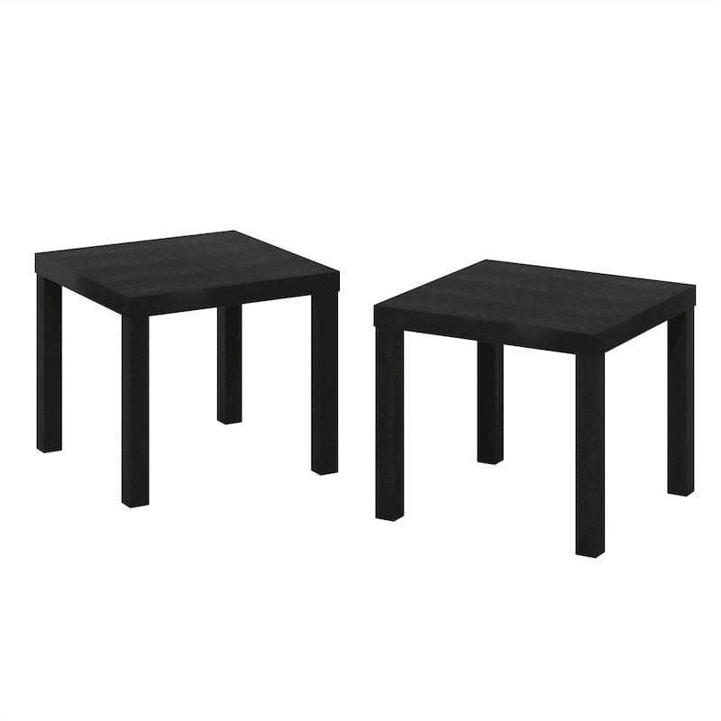 Set di 2 tavolini quadrati, neri, stile classico e accogliente, tavolini da salotto