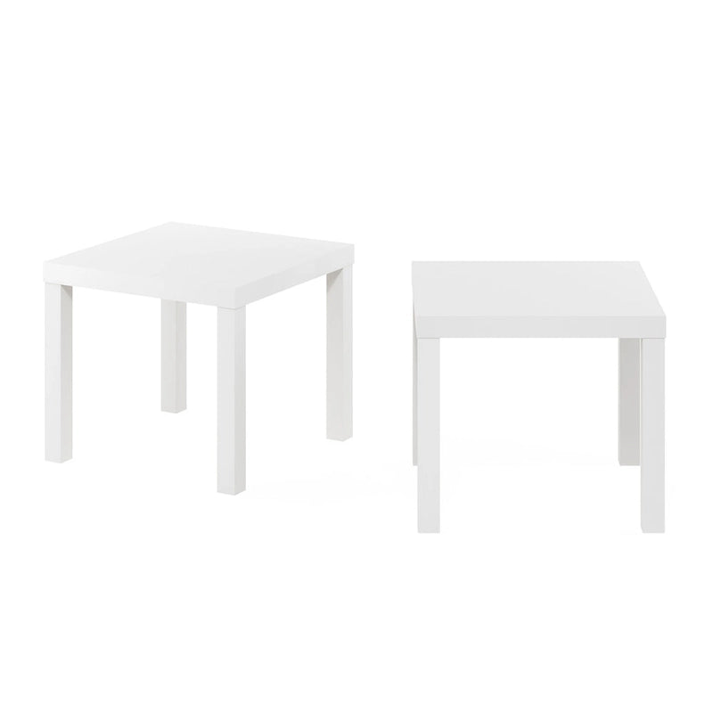 Set di 2 tavolini quadrati, neri, stile classico e accogliente, tavolini da salotto