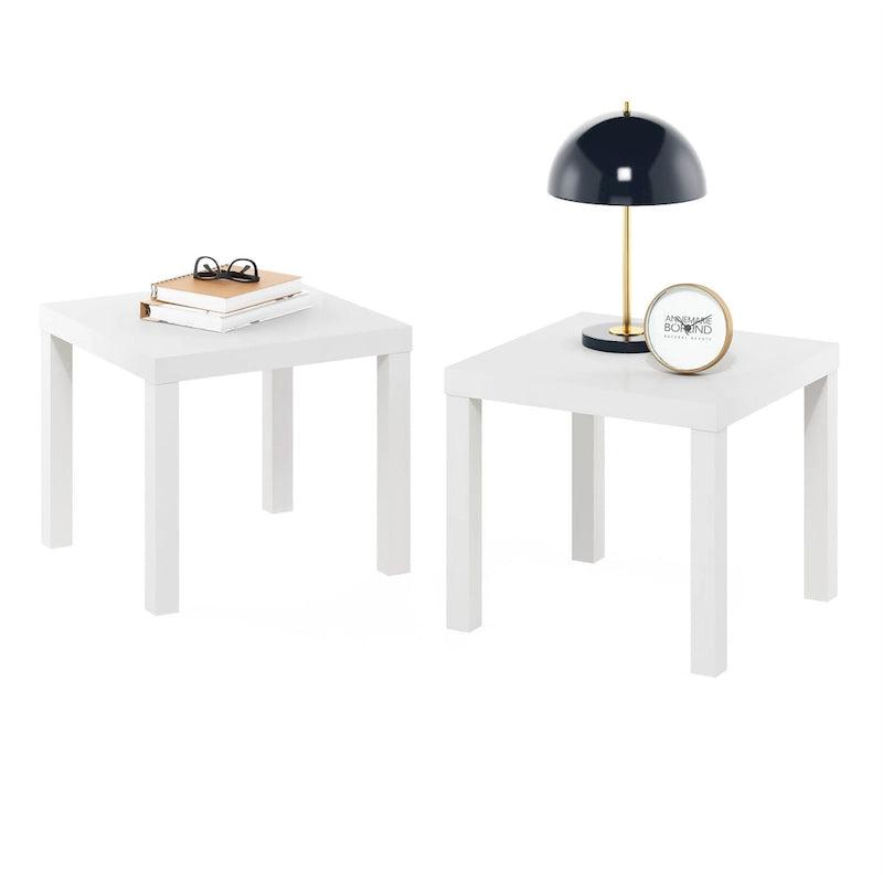 Set di 2 tavolini quadrati, neri, stile classico e accogliente, tavolini da salotto