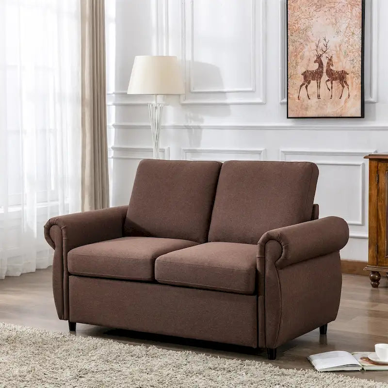 Divanetto a due posti estraibile con materasso memory foam singolo, divano letto convertibile