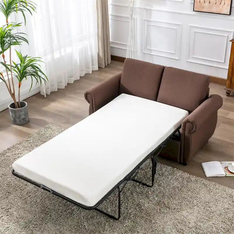 Divanetto a due posti estraibile con materasso memory foam singolo, divano letto convertibile