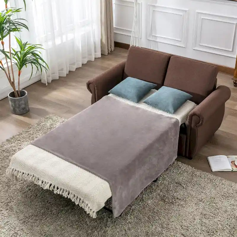 Divanetto a due posti estraibile con materasso memory foam singolo, divano letto convertibile